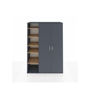 Hyperion Dolap 7 Raflı 2 Kapaklı Tek Askılı 132x44x195 Antrasit-Antrasit/Çam
