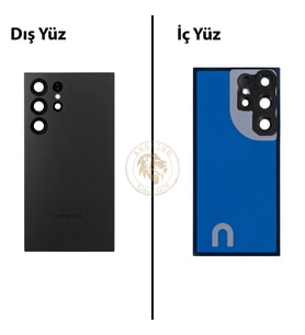 Samsung S24 Ultra Siyah Arka Pil Kapağı Batarya Kapağı Lazer Kesim Back Cover