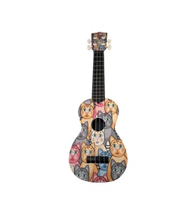 Hawaiian U202-cat Kedi Figürlü Ukulele (21 İnç)  4 Telli Naylon Yapı, Gerçek Akort Tutma Özelliği, Çocuk Elleri İçin Ergonomik Sap  Ölçü: 21 İnç / 54 Cm