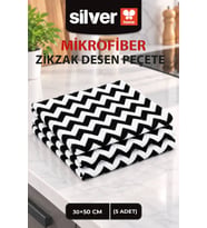 3’lü Zikzak Desenli Mikrofiber Mutfak Temizlik ve Kurulama Bezi 30x50 cm Süper Emici İz Bırakmaz