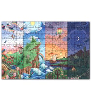Cakapuzzle Ada Soyut Resim Sanat Eseri Gökkuşakları Ay Puzzle Yapboz MDF (Ahşap) (120 Parça)