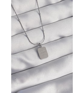 316L Çelik Gümüş Renk Kare Charm Model Kolye 5886