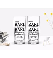 BK Gift Kişiye Özel Renkli Baskılı Drink Rakı Tasarımlı İkili Rakı Bardağı Seti-1 (Beyaz)