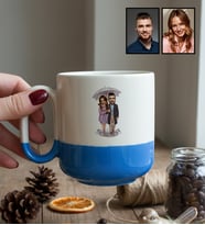 Kişiye Özel Karikatürlü Yürüş Yapan Romantik Sevgililer Kupa Bardak Pro Sevgililer Günü Hediyesi