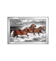 Hayvanlar Temalı Kanvas Tablo 80 x 110 cm Aynalı Silver Çerçeve