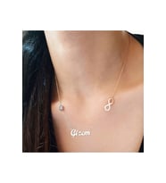 Kadın Gümüş Kolye - Gizem Yazılı Sonsuzluk V Göz Boncuk Detay • Sevgiliye • Eşe • Anneye Kolye