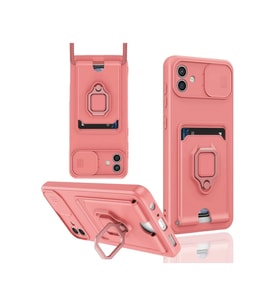 Newface Samsung Galaxy A06 Kılıf Zuma Kartvizitli Yüzüklü Silikon - Pembe