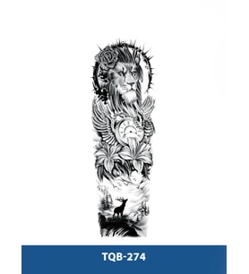 TQB-274 ASLAN SAAT VE GEYİK DESEN GEÇİCİ KOL DÖVMESİ-TATTO