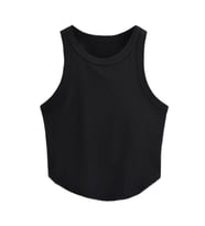 Liona Kadın Oval Etekli Siyah Renk Bisiklet Yaka Crop Top Bluz