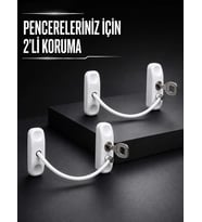 Beyaz Kablolu Pencere Kilidi 2 Adet Çocuk Koruma ve Pencere Emniyet Aparatı