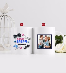 BK Gift Kişiye Özel Babalar Günü Hediyesi Fotoğraflı Kupa Bardak-90 (Beyaz)