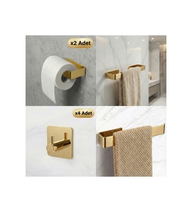 8’li Banyo Askı Seti – 304 Paslanmaz Çelik, Havlu, WC Kağıt ve Bornoz Askıs