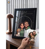 Kişiye Özel Yıldız Haritası Çerçevesi Fotoğraftan Karikatür Portre ve Evcil Hayvan Hediyesi
