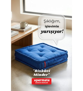 XPERMATE Bisküvi Minder Petek Önü Palet Üstü Minderi Fransız Minder Bank ve Bahçe Minderi 55x55x14 cm (Mavi)