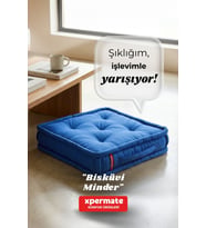 XPERMATE Bisküvi Minder Petek Önü Palet Üstü Minderi Fransız Minder Bank ve Bahçe Minderi 55x55x14 cm (Mavi)