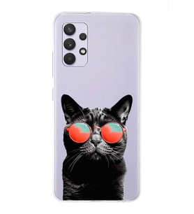 PrintiFy Samsung Galaxy A13 4G ile Uyumlu 1mm Slim Fit Kedi 3 050d Baskılı Şeffaf  Kılıf
