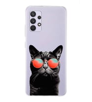 PrintiFy Samsung Galaxy A13 4G ile Uyumlu 1mm Slim Fit Kedi 3 050d Baskılı Şeffaf  Kılıf