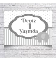 Çizgili Fil Temalı Doğum Günü Afişi
