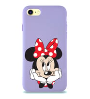 Apple iPhone 7 Uyumlu Lansman Kılıf Minnie Mouse Tasarımlı Altı Kapalı İçi Kadife Kaplı  Kapak (Şeffaf)