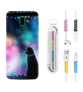 Samsung J6 Plus J7 Prime J7 Pro M20 Kılıf Kablo Koruma Spiral Silikon Window Cat 1787