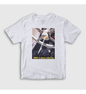 Presmono Unisex Çocuk Beyaz Space Station Film 2001 A Space Odyssey T-Shirt 241851tt