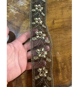 EN 6 CM TÜL ÜZERİ NAKIŞ İŞLEME AHŞAP BONCUK İŞLEME ŞERİT DİKİŞ HOBİ AKSESUARI 1 METRE
