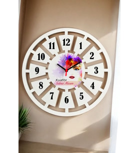 Kuaför Duvar Saati 40cm 002 (Beyaz)