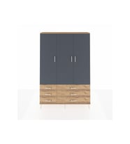 Arges Dolap 5 Raflı 6 Çekmeceli Tek Askılı 132x30x195 Çam-Antrasit/Çam