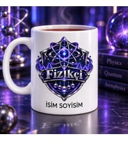 Fizikçi Kupa Bardak Mor Atom ve Dalga Arma Desenli