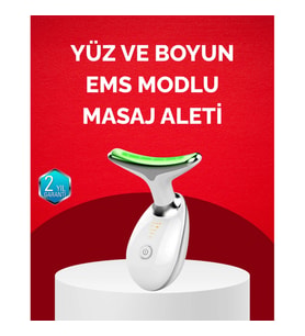 7 Renk LED Işık Terapili USB Şarjlı Yüz ve Boyun Bakım Masaj Cihazı