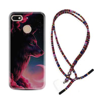 General Mobile GM8 Go GM9 GM20 Pro Plus Kılıf Boyun Asklı Rasta Silikon Wolf and Moon 1380