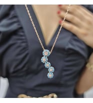 5 li Fantezi Rose Kaplama 925 Ayar Gümüş Kolye (Karışık)