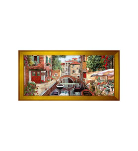 Manzara Temalı Kanvas Tablo 50 x 70 cm Gold Çerçeve