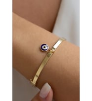 Goldium Altın Mineli Çift Taraf Nazar Bilezik (Sarı)