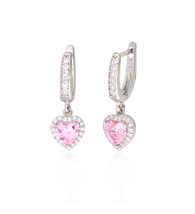 925 Ayar Gümüş Swarovski Pembe Kalp Küpe