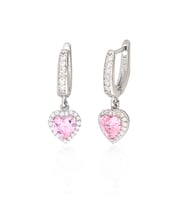 925 Ayar Gümüş Swarovski Pembe Kalp Küpe