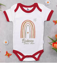 BK Kids Kişiye Özel Babam Tasarımlı Kırmızı Bebek Body Zıbın-1
