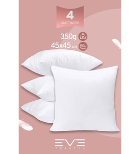4 Adet Throw Serisi Antialerjik %100 Silikon Elyaf Dolgulu Kırlent Iç Kare Yastık 45x45cm 350gr