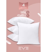 4 Adet Throw Serisi Antialerjik %100 Silikon Elyaf Dolgulu Kırlent Iç Kare Yastık 45x45cm 350gr (Beyaz)