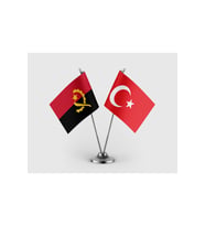 Angola Bayrağı ve Türkiye Bayrağı İkili Saten Masa Bayrağı Takımı