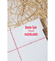 Senin İçin Özenle Hazırlandı Beyaz 50 mm Yuvarlak Yapışkanlı Sticker Etiket 100 Adet