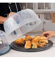 Geçmeli Kilitli, Kapaklı ve Saplı Yaş Pasta, Kek Taşıyıcı, Mutfak Saklama İçin Yuvarlak Fanus, BPA İçermeyen Kek Fanusu, Börek, Çörek Saklama Kabı, Cupcake, Turta Taşıma Kutusu (Lacivert)