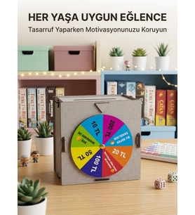 Mey İthalat® Eğlenceli Tasarruf Çarklı Felek Ahşap Para Biriktirme Kutusu