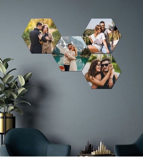 Kişiye Özel 4 Fotoğraflı Altıgen Mdf Tablo