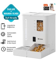 Yasomi DU-F03V + 4L/5L Kapasiteli Pilli/Adaptörlü Akıllı Otomatik Mama ve Su Kabı (Beyaz)