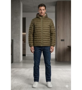 Erkek Mont şişme regular fit haki