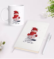 BK Gift Kişiye Özel Yılbaşı Mutlu Yıllar Tasarımlı Beyaz Defter Kalem Kupa Seti - 2