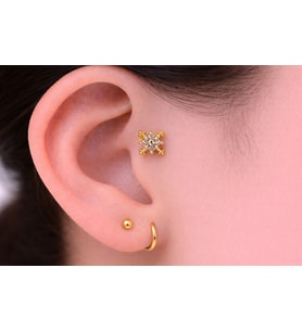 Kartanesi  Çelik Küpe Tragus Helix Kıkırdak Piercing (Gümüş)