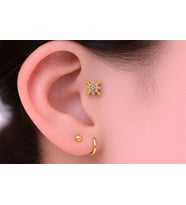 Kartanesi  Çelik Küpe Tragus Helix Kıkırdak Piercing (Gümüş)