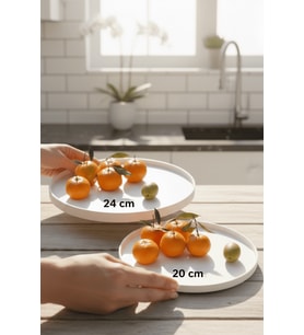2'li Dekoratif Sunumluk Tepsi Seti – 24 cm & 20 cm Yuvarlak Servis Tabakları